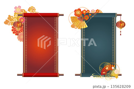 中華風フレーム飾り枠背景 135628209