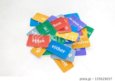 English conjunction word coards on white English conjunction word coards on white 135629037
