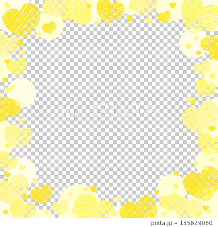 Frame with cute hearts scattered Valentine's Day decorative material yellow 135629080