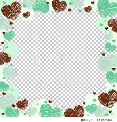 Cute heart-studded frame Valentine's Day decorative material chocolate mint 135629081