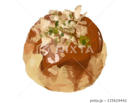 たこ焼き一粒のイラスト たこ焼き一粒のイラスト 135629442