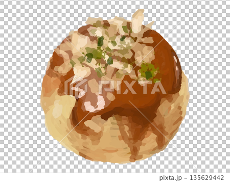 たこ焼き一粒のイラスト たこ焼き一粒のイラスト 135629442
