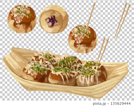 Takoyaki illustration set 135629444