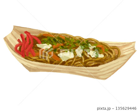 お祭りの焼きそばのイラスト お祭りの焼きそばのイラスト 135629446