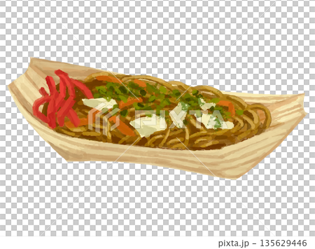 お祭りの焼きそばのイラスト お祭りの焼きそばのイラスト 135629446