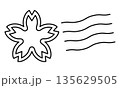 黒色の桜の花の消印アイコン 黒色の桜の花の消印アイコン 135629505