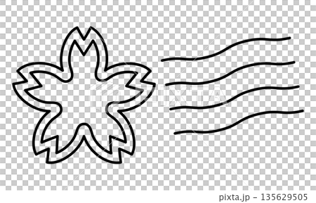 Black cherry blossom postmark icon 135629505