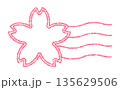 ピンク色の桜の花の消印のアイコン ピンク色の桜の花の消印のアイコン 135629506