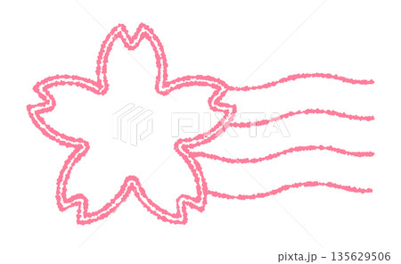 ピンク色の桜の花の消印のアイコン 135629506