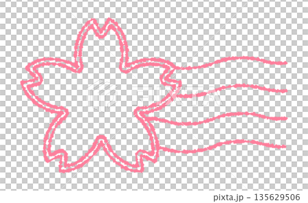 ピンク色の桜の花の消印のアイコン 135629506