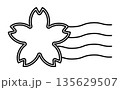 黒色の桜の花の消印アイコン 黒色の桜の花の消印アイコン 135629507