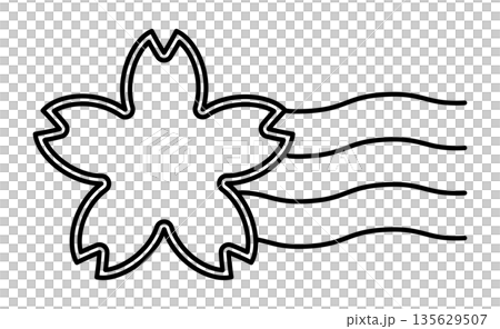 Black cherry blossom postmark icon Black cherry blossom postmark icon 135629507