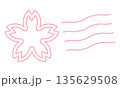 ピンク色の桜の花の消印アイコン ピンク色の桜の花の消印アイコン 135629508