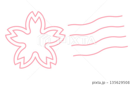 ピンク色の桜の花の消印アイコン ピンク色の桜の花の消印アイコン 135629508