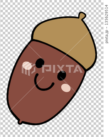 シンプルでかわいいどんぐりのキャラクターイラスト素材 135629514