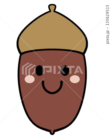 シンプルでかわいいどんぐりのキャラクターイラスト素材 135629515