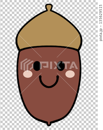 シンプルでかわいいどんぐりのキャラクターイラスト素材 135629515