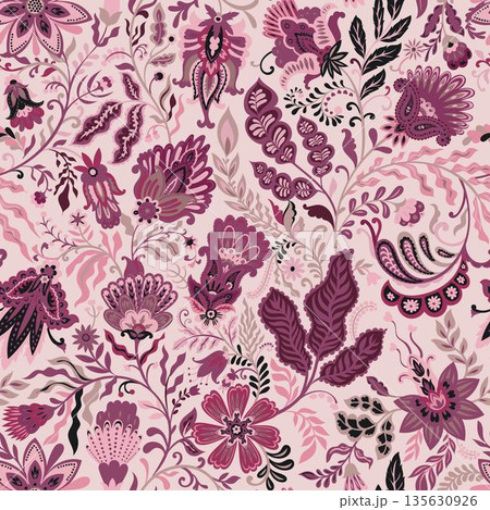 Luxury Folk Floral Botanical Pattern 135630926