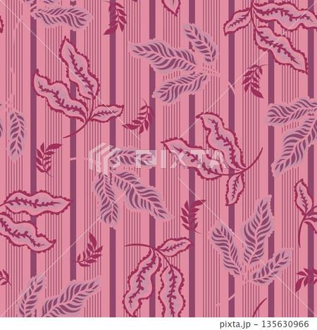 Rose Botanical Stripe Leaf Pattern 135630966
