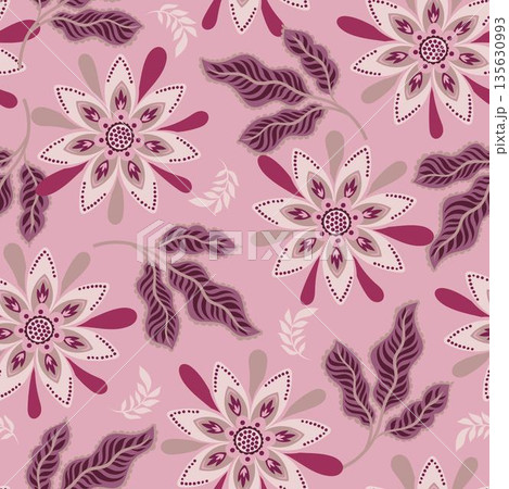 Romantic Blush Folk Floral Pattern 135630993