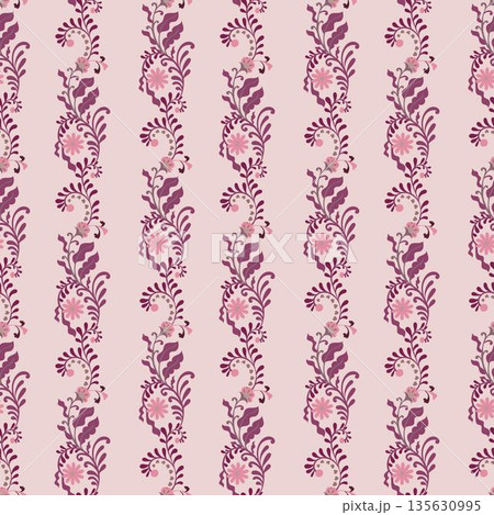 Blush Romantic Folk Floral Stripe 135630995