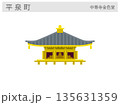 岩手県平泉町の観光名所イラスト：中尊寺金色堂（世界遺産） 135631359