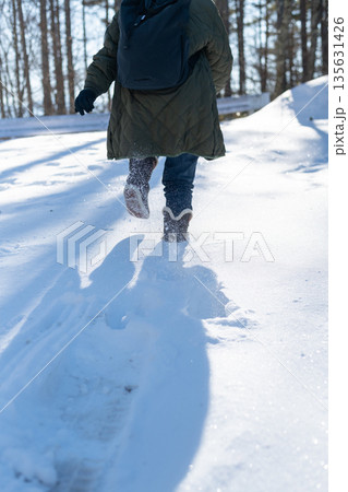 雪の中を歩く 135631426
