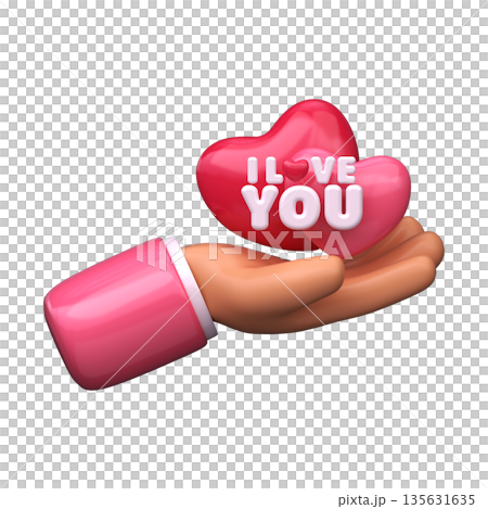 Cute 3D hands holding hearts with the inscription I love you. Perfect for romantic designs, banners, or cards. Cute 3D hands holding hearts with the inscription I love you. Perfect for romantic designs, banners, or cards. 135631635