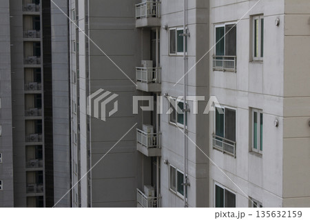 This is a close-up of an apartment building. This is a close-up of an apartment building. 135632159