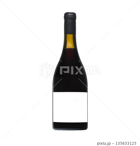 A bottle of wine is sitting on a white background 135633125