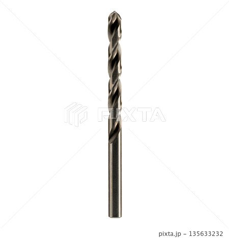 A silver drill bit with a black handle 135633232