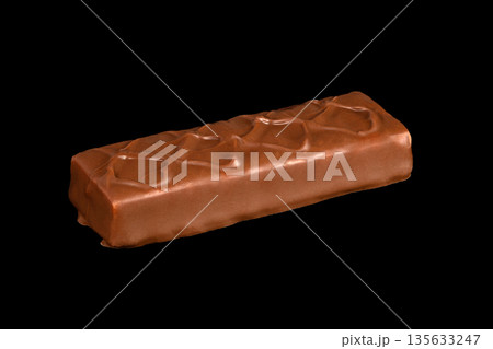 A chocolate bar with a brown wrapper 135633247