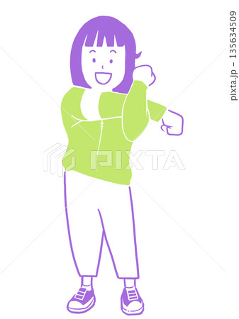 肩のストレッチをする女性 肩のストレッチをする女性 135634509