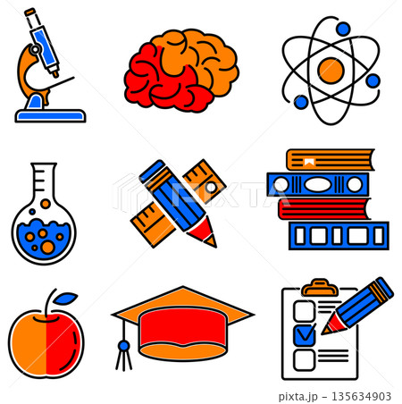 Online Education Thin Lines Color Web Icon Set Online Education Thin Lines Color Web Icon Set 135634903