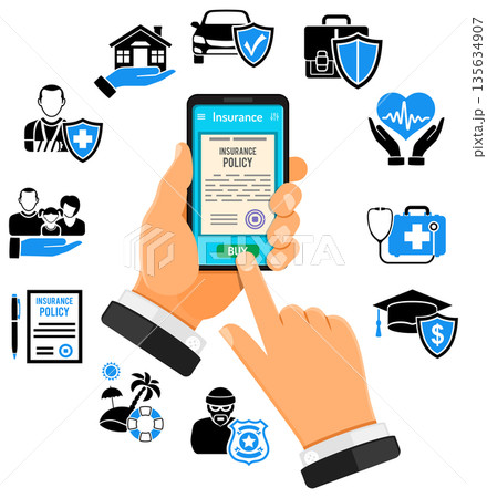 Online Insurance Services Concept Online Insurance Services Concept 135634907