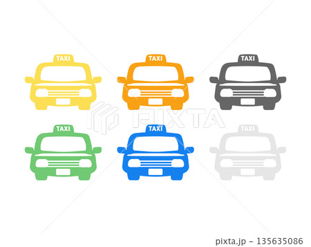 タクシー　アイコン　イラストセット 135635086
