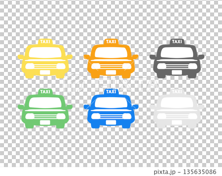 タクシー　アイコン　イラストセット 135635086