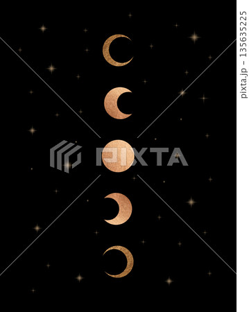 Vertical Golden Moon Phases with Stars on Black Background, Celestial Lunar Cycle, Minimal Astrology and Cosmic Art Vertical Golden Moon Phases with Stars on Black Background, Celestial Lunar Cycle, Minimal Astrology and Cosmic Art 135635225