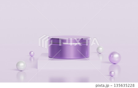 Metallic Purple Cream Bottle Container Mock up. 3D Rendering. 135635228