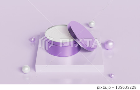 Metallic Purple Cream Bottle Container Mock up. 3D Rendering. Metallic Purple Cream Bottle Container Mock up. 3D Rendering. 135635229