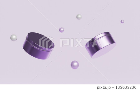 Metallic Purple Cream Bottle Container Mock up. 3D Rendering. 135635230