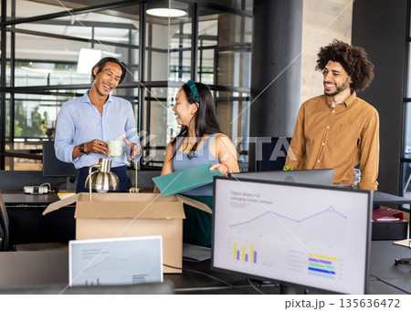 Business team collaborating in modern office, discussing project with enthusiasm Business team collaborating in modern office, discussing project with enthusiasm 135636472