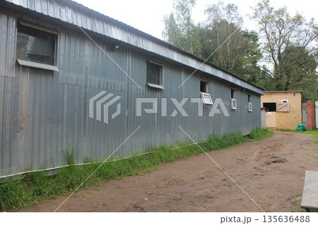 Modern stables exterior view. horse. Modern stables exterior view. horse. 135636488