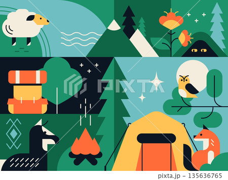 Recreation outdoors - colorful flat design style illustration Recreation outdoors - colorful flat design style illustration 135636765