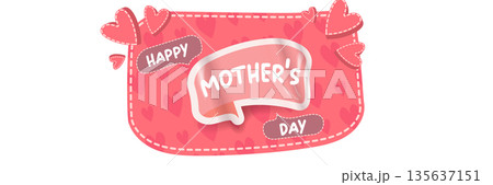 Happy Mother's Day vector sticker with pink hearts, creative greeting banner isolated on white background for social media, gift cards, and festive decorations Happy Mother's Day vector sticker with pink hearts, creative greeting banner isolated on white background for social media, gift cards, and festive decorations 135637151