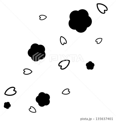 黒色のシンプルな花と花びら 135637401