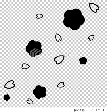 黒色のシンプルな花と花びら 135637401