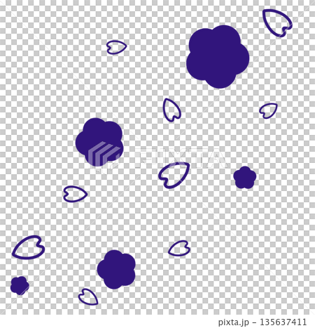 Purple simple flowers and petals Purple simple flowers and petals 135637411