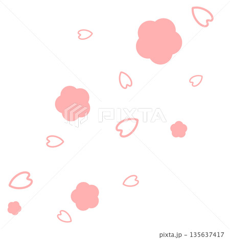 ピンク色のシンプルな花と花びら ピンク色のシンプルな花と花びら 135637417