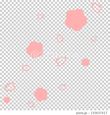 ピンク色のシンプルな花と花びら ピンク色のシンプルな花と花びら 135637417